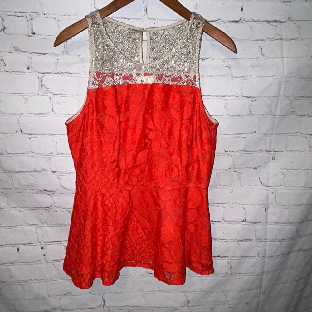 Moulinette Soeurs Glitzen Lace Peplum Top Size 8 - Picture 2 of 9